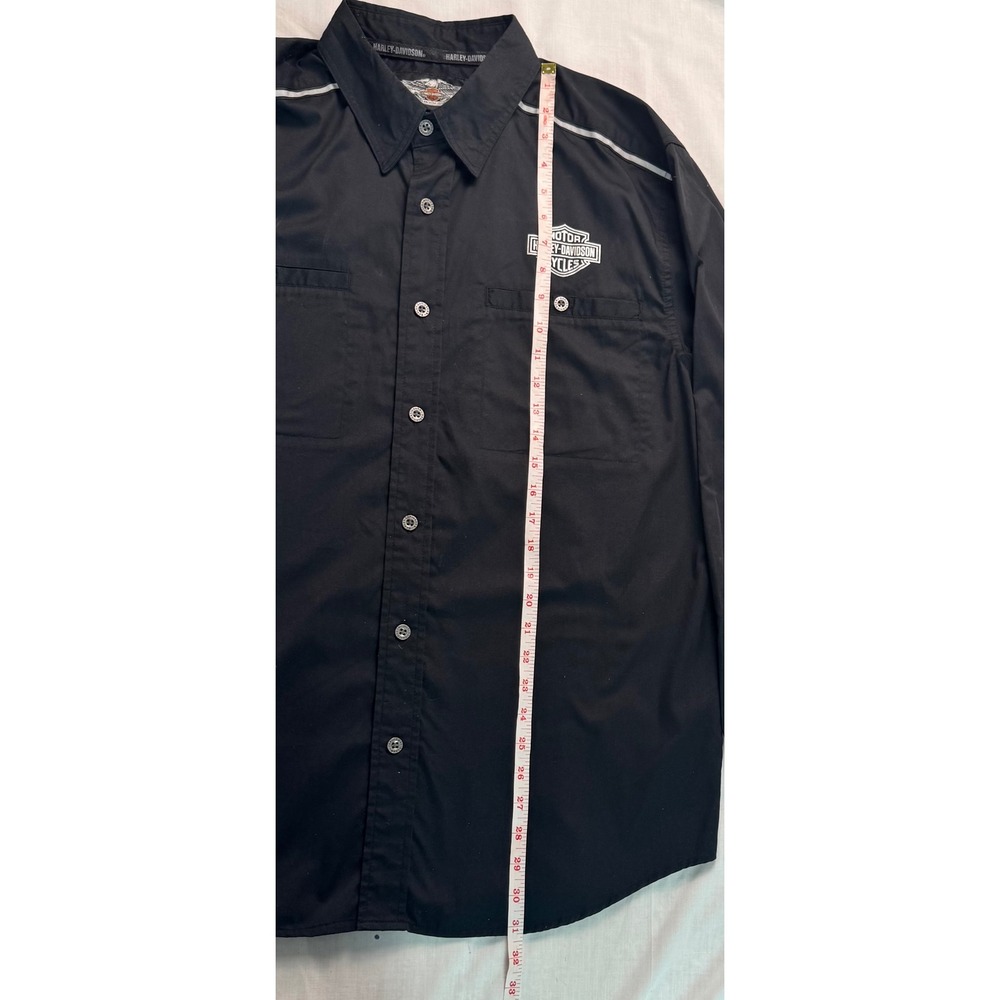 Harley-Davidson Mens Black Reflective Piping Long Sleeve Button Up Shirt Large - Picture 4 of 11